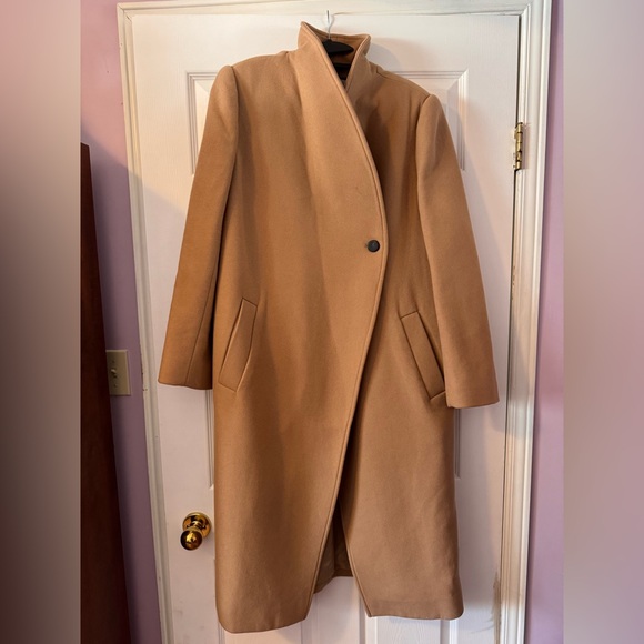 Babaton Jackets & Blazers - Babaton Camel Wrap-Front Wool Trench Coat
